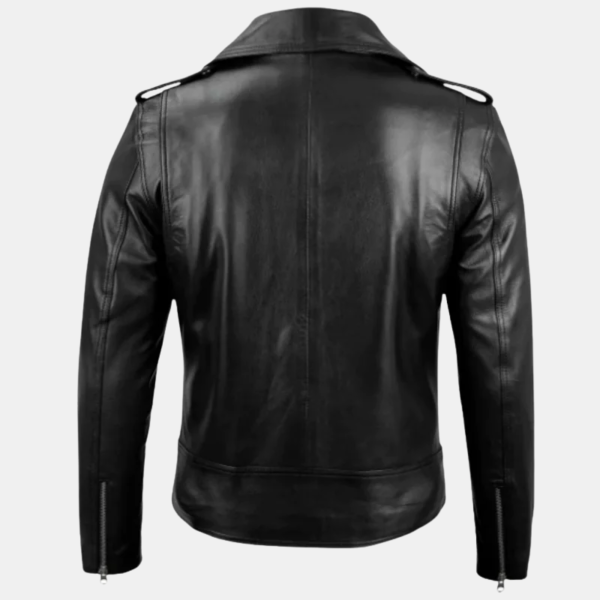Men's Black Belted Biker Moto Leather Jacket