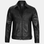 Men's Harrington Classic Black Leather Jacket - Image 2