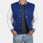 Royal Blue & White Varsity Bomber Jacket - Image 2