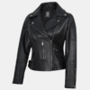 Women's Black Cropped Leather Moto Jacket