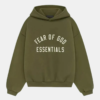 Fear Of God Dark Green Essentials Hoodie