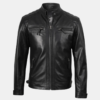 leather-jacket-black-biker-1.png Men's Black Real Soft Leather Racer Jacket