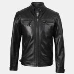Men's Black Real Soft Leather Racer Jacket