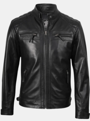 Men's Black Real Soft Leather Racer Jacket