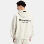Light Oatmeal Grey Essentials Hoodie - Image 3