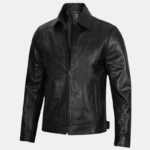 Men's Harrington Classic Black Leather Jacket - Image 4