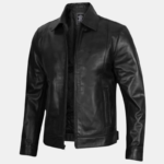 Men's Harrington Classic Black Leather Jacket - Image 3
