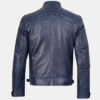 Men's Blue Leather Wax Cafe Racer Biker Jacket