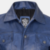 mens-blue-leather-blazer-1.png Men’s Blue Leather Trucker Jacket Soft Real Lambskin Finish