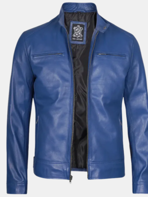 Men’s Dodge Blue Biker Leather Jacket