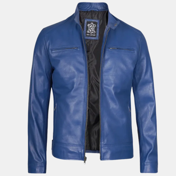 Men’s Dodge Blue Biker Leather Jacket