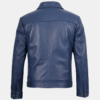 Men’s Classic Blue Real Leather Bomber Jacket