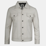 Men's Real Off White Leather Jacket - Image 4