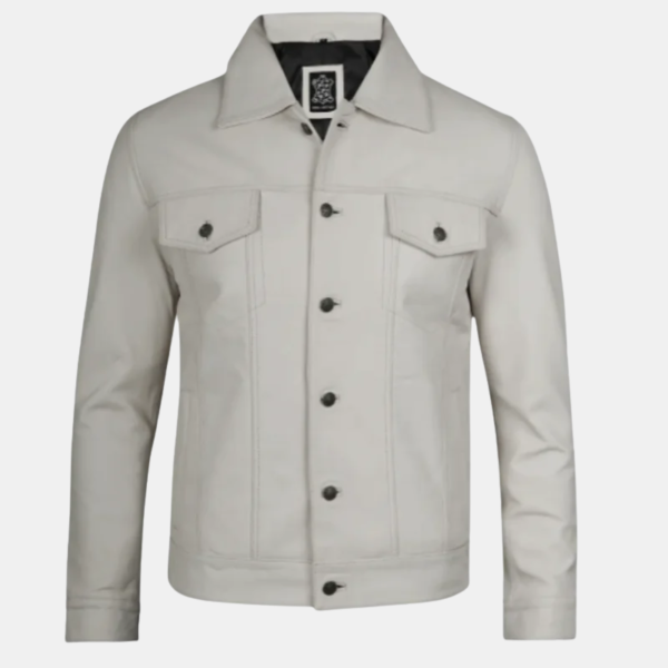 Men's Real Off White Leather Jacket