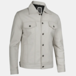Men's Real Off White Leather Jacket - Image 3