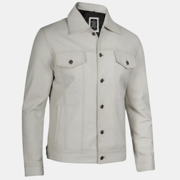 Men's Real Off White Leather Jacket