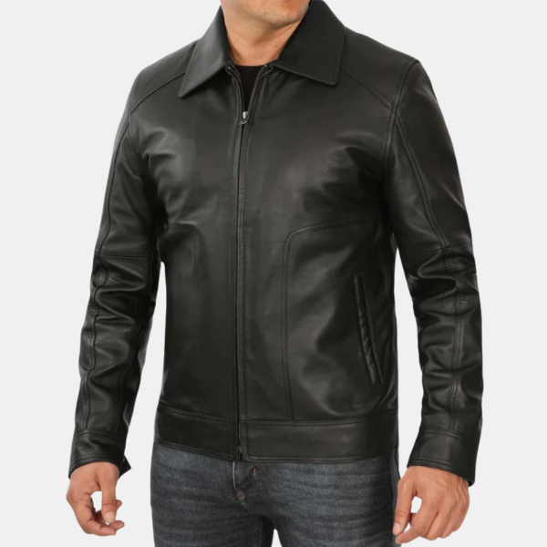 Men's Black Harrington Vintage Leather Jacket