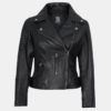 Women's Black Cropped Leather Moto Jacket