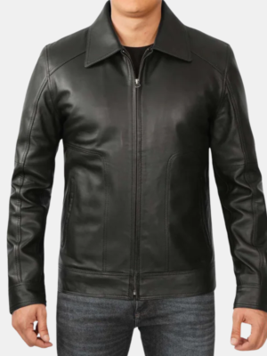 vintage-black-leather-jacket-1.png Men's Black Harrington Vintage Leather Jacket