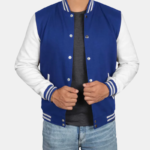 Royal Blue & White Varsity Bomber Jacket