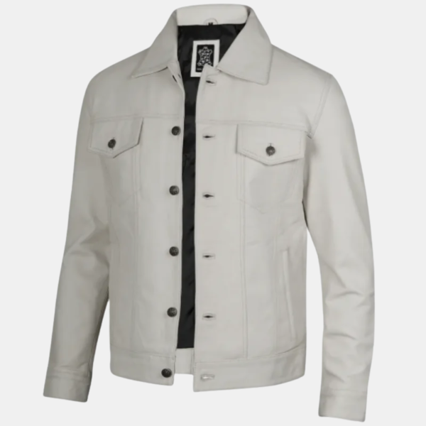 Men's Real Off White Leather Jacket