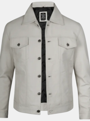 Men's Real Off White Leather Jacket