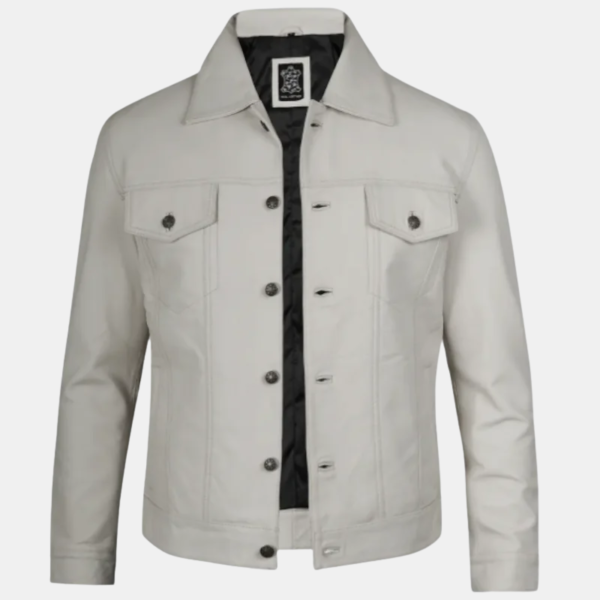 Men's Real Off White Leather Jacket