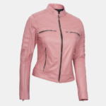 Turn Heads in Pink – Real Leather Cafe Racer Jacket - Image 2