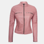 Turn Heads in Pink – Real Leather Cafe Racer Jacket