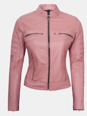 Turn Heads in Pink – Real Leather Cafe Racer Jacket