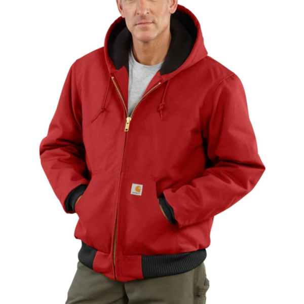 Mens Red Carhartt Hooded Jacket