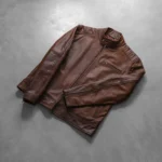 Dean Brown Leather Biker Jacket - Image 2