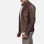Dean Brown Leather Biker Jacket - Image 6