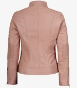 Austin Women's Pink Cafe Racer Real Leather Jacket - Image 3
