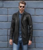 Decorum Leather Coat Men - Car Coat Style Real Lambskin Leather Men Winter Jacket - Image 2