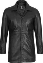 Decorum Leather Coat Men - Car Coat Style Real Lambskin Leather Men Winter Jacket - Image 4