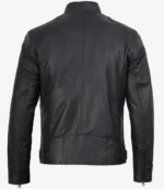 Dodge Men's Black Leather Cafe Racer Jacket - Image 3