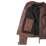 Amelia Quilted Brown Leather Biker Jacket - Image 4