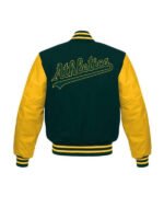 Vibrant Oakland Athletics Jacket | A's Green & Yellow Baseball Varsity Jacket - Image 2
