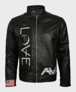 Mens Black Leather Love Jacket - Image 4