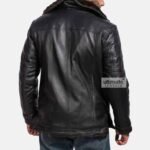 Mens Shearling Black Sheepskin Leather Jacket - Image 3