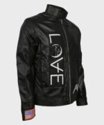 Mens Black Leather Love Jacket - Image 2