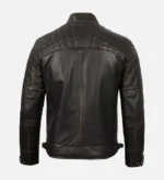 Men's Vintage Dark Brown Cafe Racer Leather Jacket - Image 3