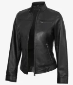 Bickford Women's Black Real Leather Biker Style Jacket - Image 2