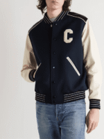 Appliquéd Bomber Jacket | Artisanal Wool Blend & Leather Statement