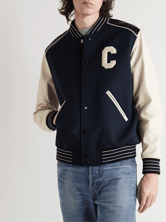 Appliquéd Bomber Jacket | Artisanal Wool Blend & Leather Statement Appliquéd Bomber Jacket | Artisanal Wool Blend & Leather Statement