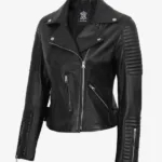 Bari Black Women's Real Leather Biker Jacket