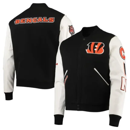 Bengals Varsity Jacket | Cincinnati Bengals Black & White Tiger Stripe Jacket