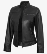 Bickford Women's Black Real Leather Biker Style Jacket