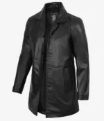 Black Mens 3 4 Length Leather Car Coat
